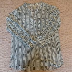 LOFT striped and polka dot blouse sz L
